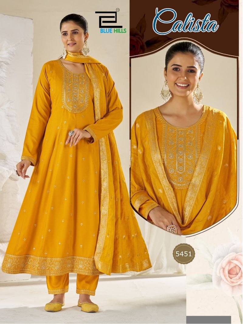 Launching Blue Hills Calista Plus Size Rayon Sequence Anarkali Kurti With Pant Dupatta Wholesale 2026
