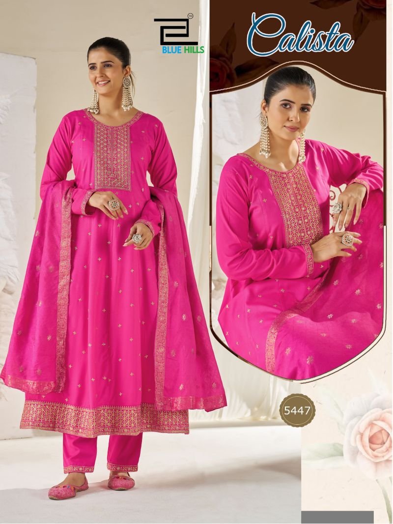 Launching Blue Hills Calista Plus Size Rayon Sequence Anarkali Kurti With Pant Dupatta Wholesale 2026