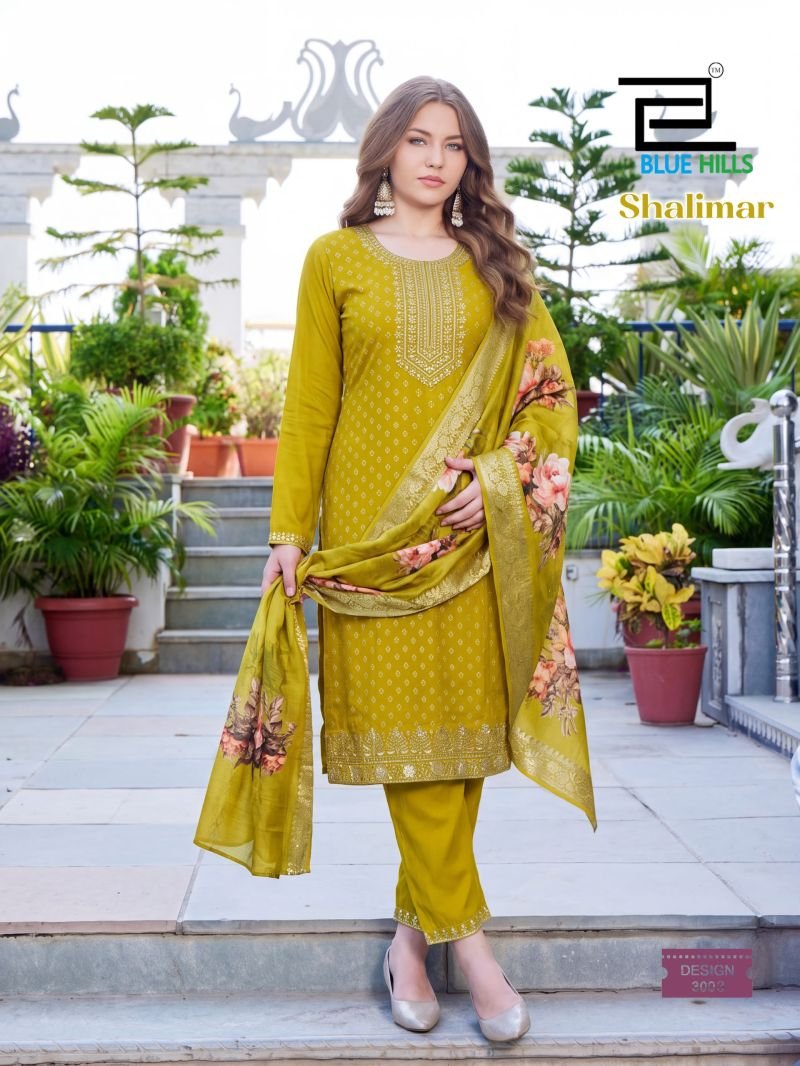 Latest Blue Hills Shalimar Plus Size Mul Chanderi Foil Printed Kurti With Pant Dupatta Wholesale 2026