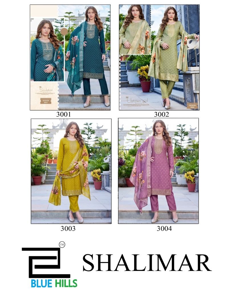 Latest Blue Hills Shalimar Plus Size Mul Chanderi Foil Printed Kurti With Pant Dupatta Wholesale 2026