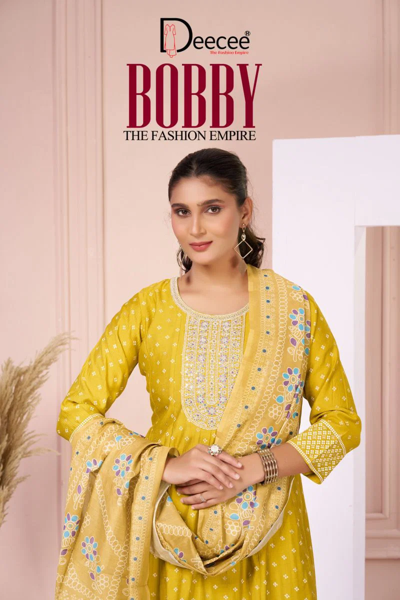 Deecee Bobby 01 To 06  Silk Print Embroidered Anarkali Kurti With Bottom Dupatta Wholesale