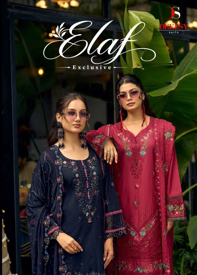 Deepsy Elaf Exclusive Cotton Dupatta Lawn Cotton Patch Embroidered Salwar Kameez Wholesale