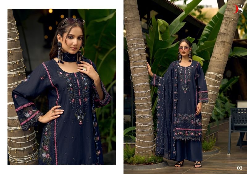 Deepsy Elaf Exclusive Cotton Dupatta Lawn Cotton Patch Embroidered Salwar Kameez Wholesale
