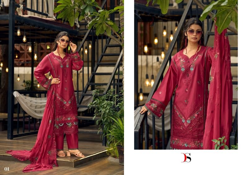 Deepsy Elaf Exclusive Cotton Dupatta Lawn Cotton Patch Embroidered Salwar Kameez Wholesale