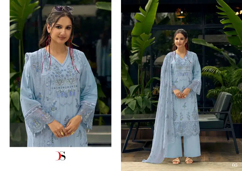 Deepsy Elaf Exclusive Cotton Dupatta Lawn Cotton Patch Embroidered Salwar Kameez Wholesale