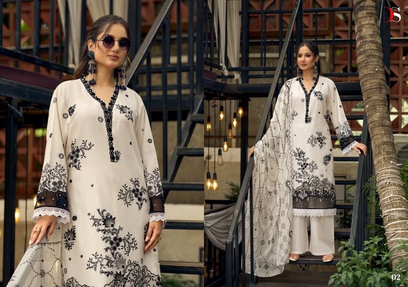 Deepsy Elaf Exclusive Cotton Dupatta Lawn Cotton Patch Embroidered Salwar Kameez Wholesale