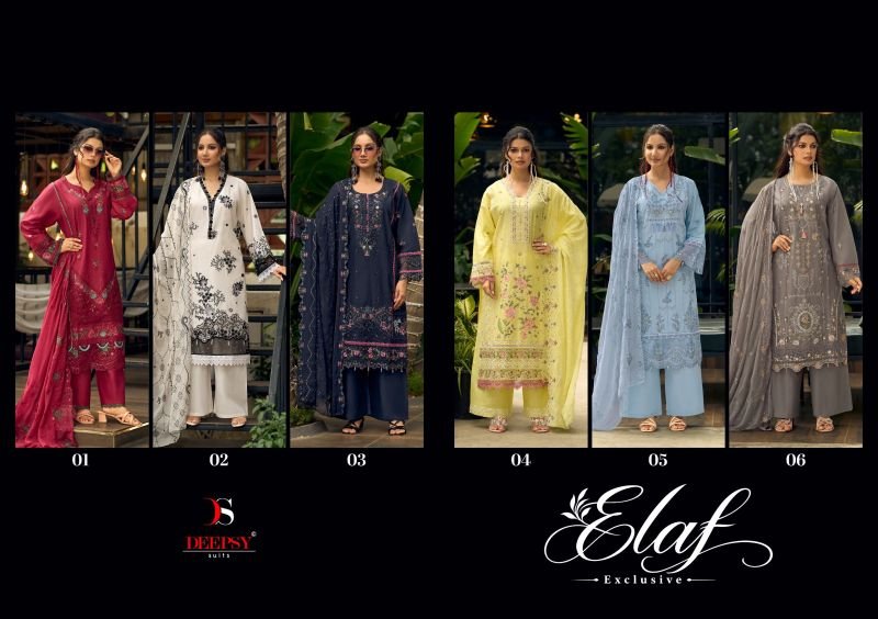Deepsy Elaf Exclusive Cotton Dupatta Lawn Cotton Patch Embroidered Salwar Kameez Wholesale