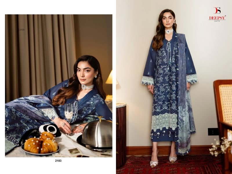 Deepsy Jade Couture Chiffon Dupatta Lawn Cotton Patch Embroidered Salwar Kameez Wholesale
