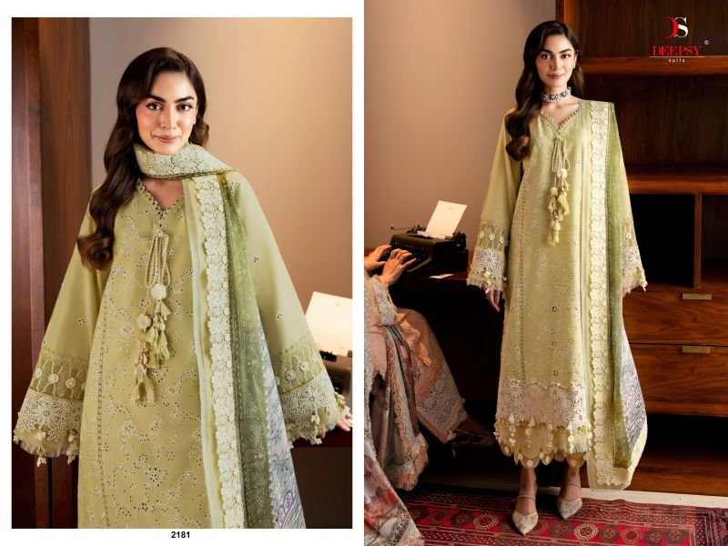 Deepsy Jade Couture Chiffon Dupatta Lawn Cotton Patch Embroidered Salwar Kameez Wholesale