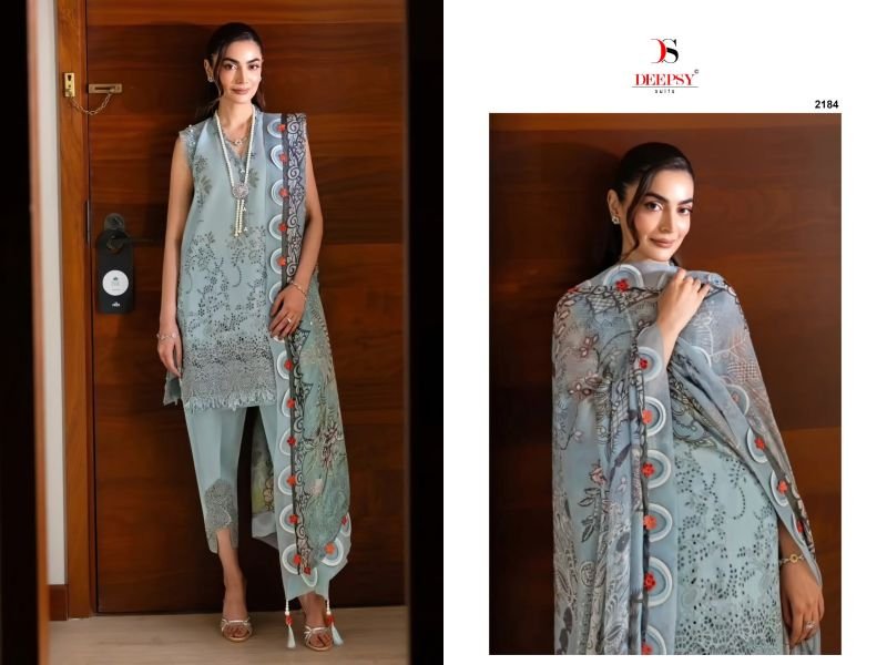 Deepsy Jade Couture Chiffon Dupatta Lawn Cotton Patch Embroidered Salwar Kameez Wholesale