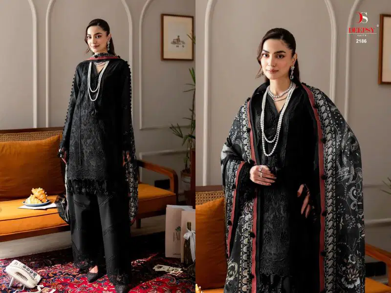 Deepsy Jade Couture Chiffon Dupatta Lawn Cotton Patch Embroidered Salwar Kameez Wholesale