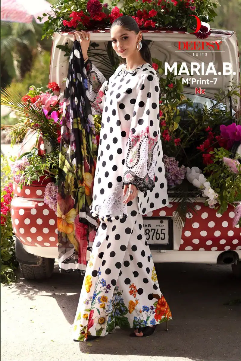 Deepsy Maria B M Print Vol 7 Nx Chiffon Dupatta Cotton Embroidered Salwar Kameez Wholesale