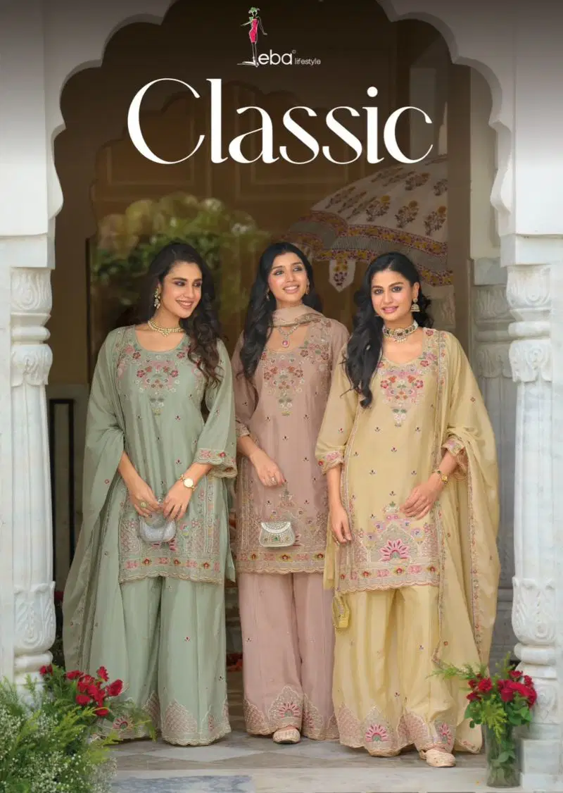 Eba Classic Chinon Embroidery Work Salwar Kameez Collection Wholesale