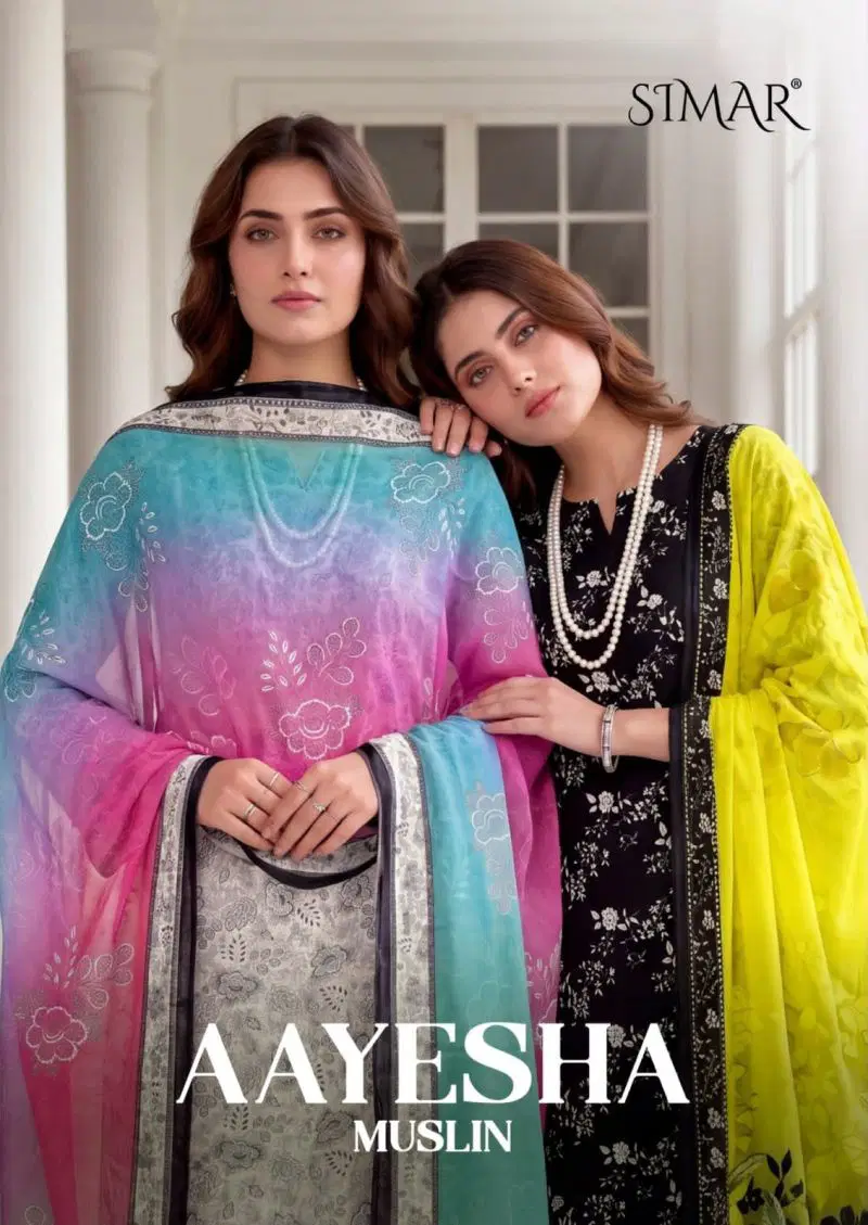 Glossy Simar Aayesha Viscose Muslin Digital Print Embroidered Salwar Kameez Wholesale