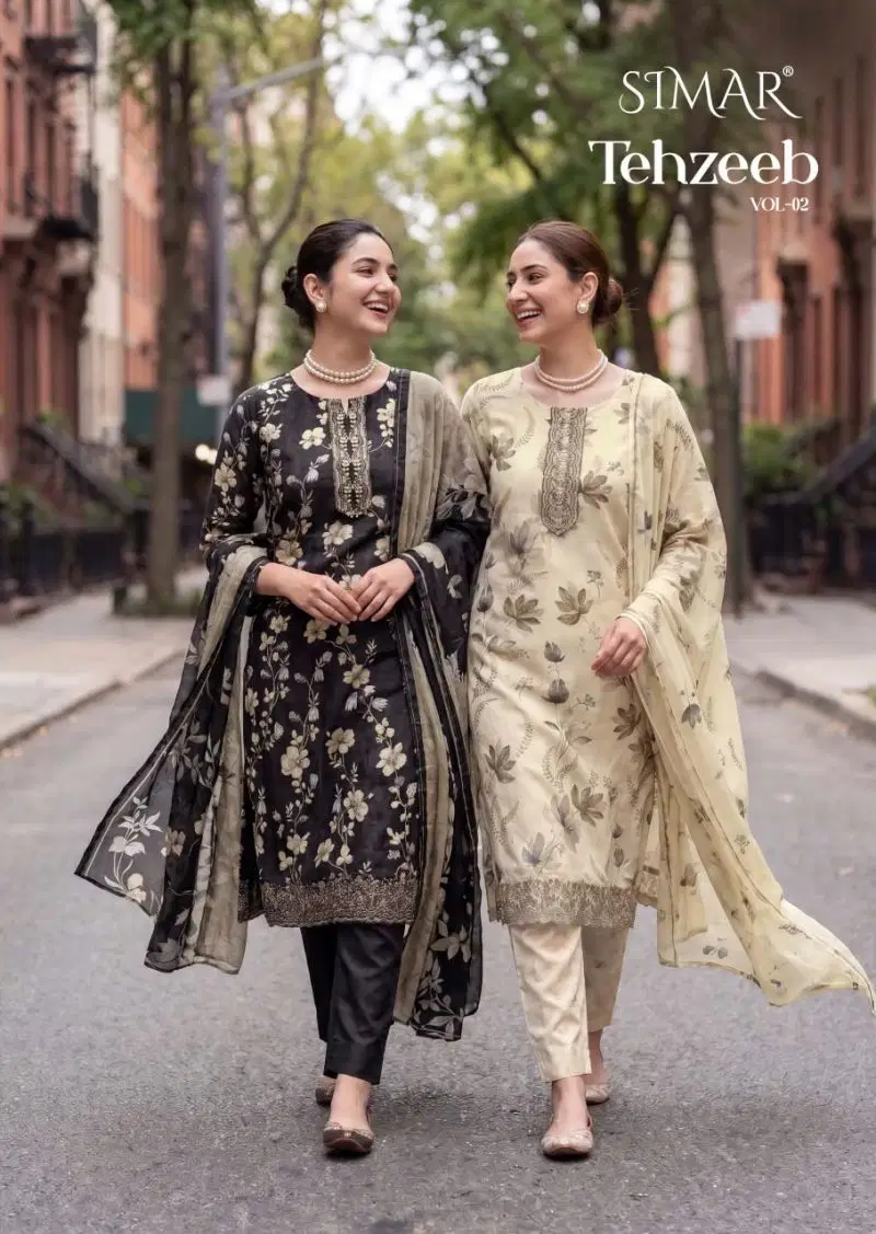 Glossy Simar Tehzeeb Vol 2 Viscose Muslin Digital Print Embroidered Salwar Kameez Wholesale