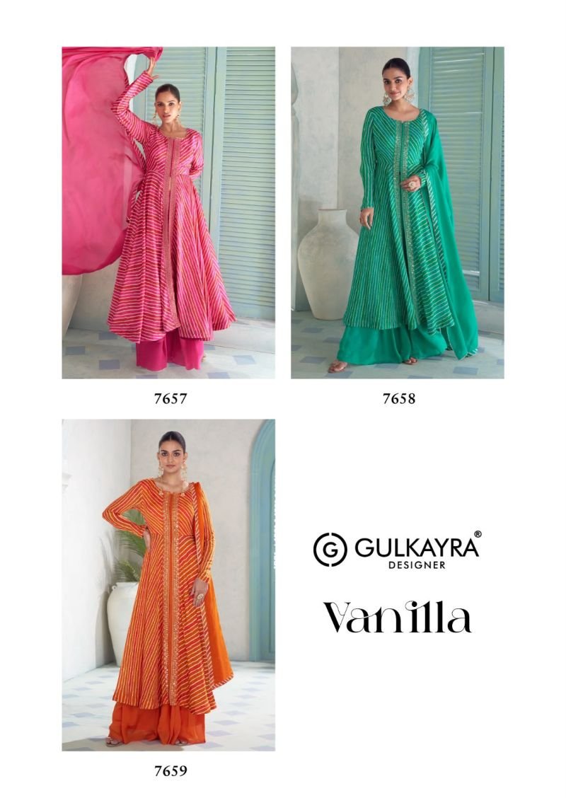 Buy Gulkayra Vanilla Chinon Digital Print Embroidered Top Bottom Dupatta Collection Wholesale 2026