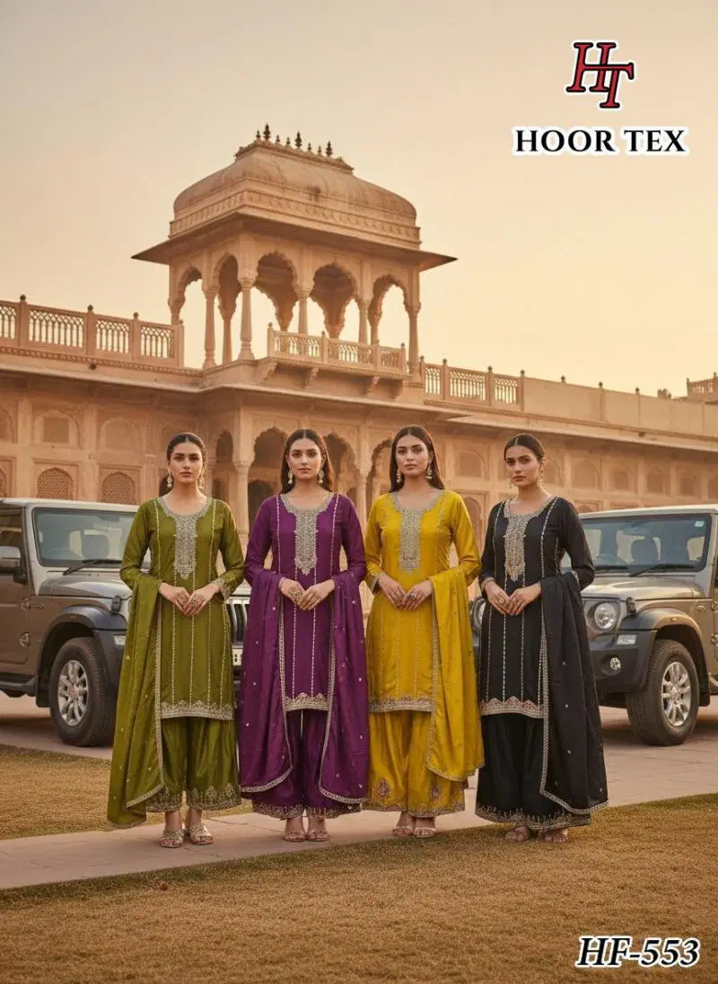Hoor Tex 553 A To D Chinon Embroidered Salwar Kameez Collection Wholesale