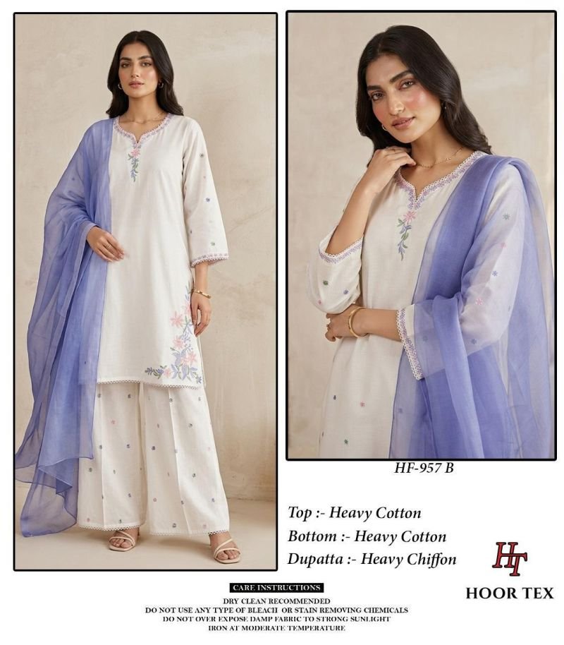 Stylish Hoor Tex 957 A And B Cotton Embroidered Salwar Kameez Collection Wholesale 2026