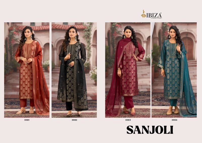 Ibiza Sanjoli Banglory Silk Jacquard Handwork Salwar Kameez Collection Wholesale