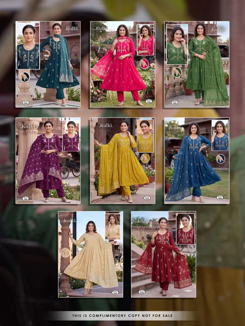 Buy Kalki Vol 2 Roman Silk Plain Dori Sequence Worked Kurti Set Wholesale 2026