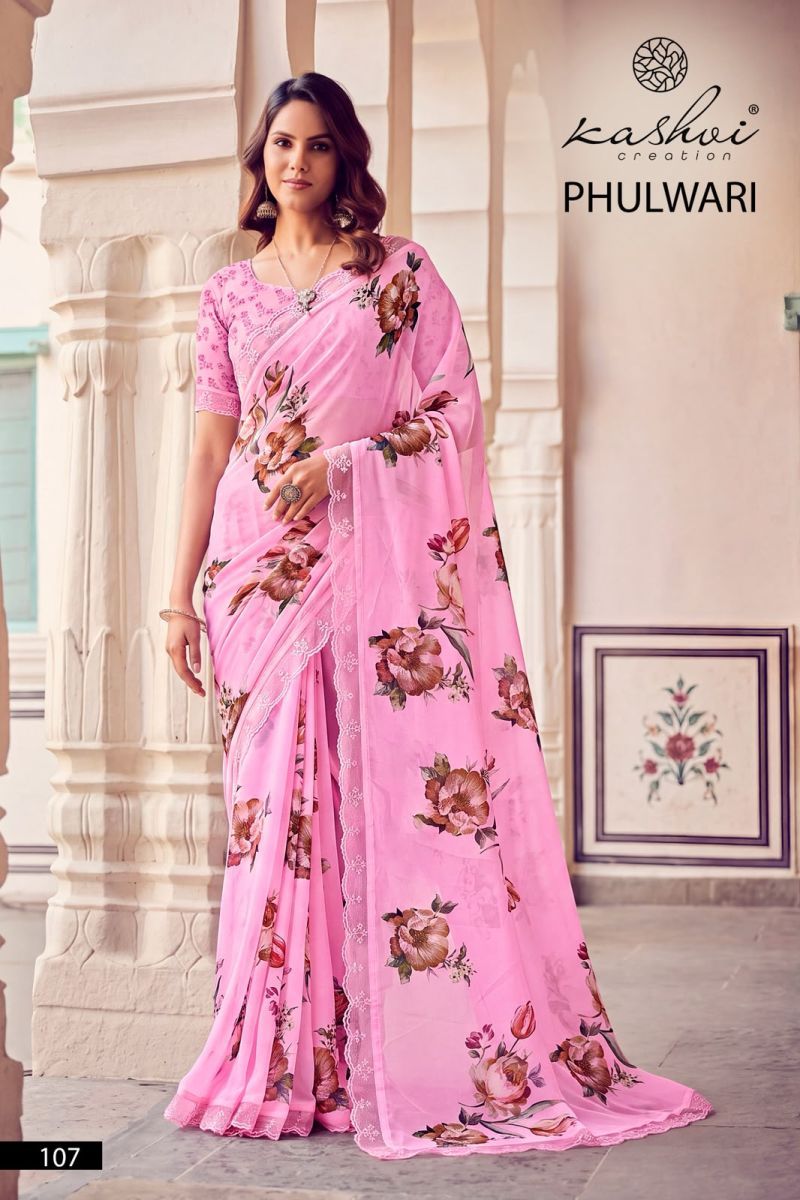 Kashvi Phulwari Vol 1 Weightless Print Embroidered Saree Collection Wholesale