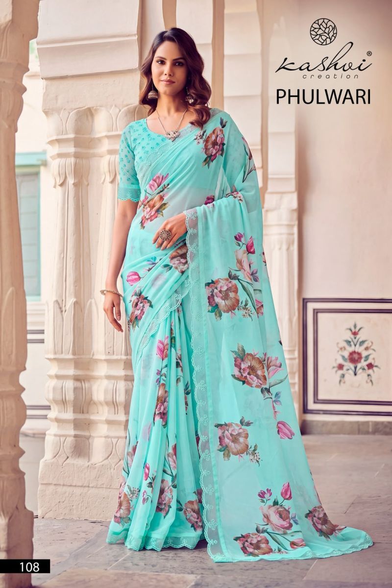 Kashvi Phulwari Vol 1 Weightless Print Embroidered Saree Collection Wholesale