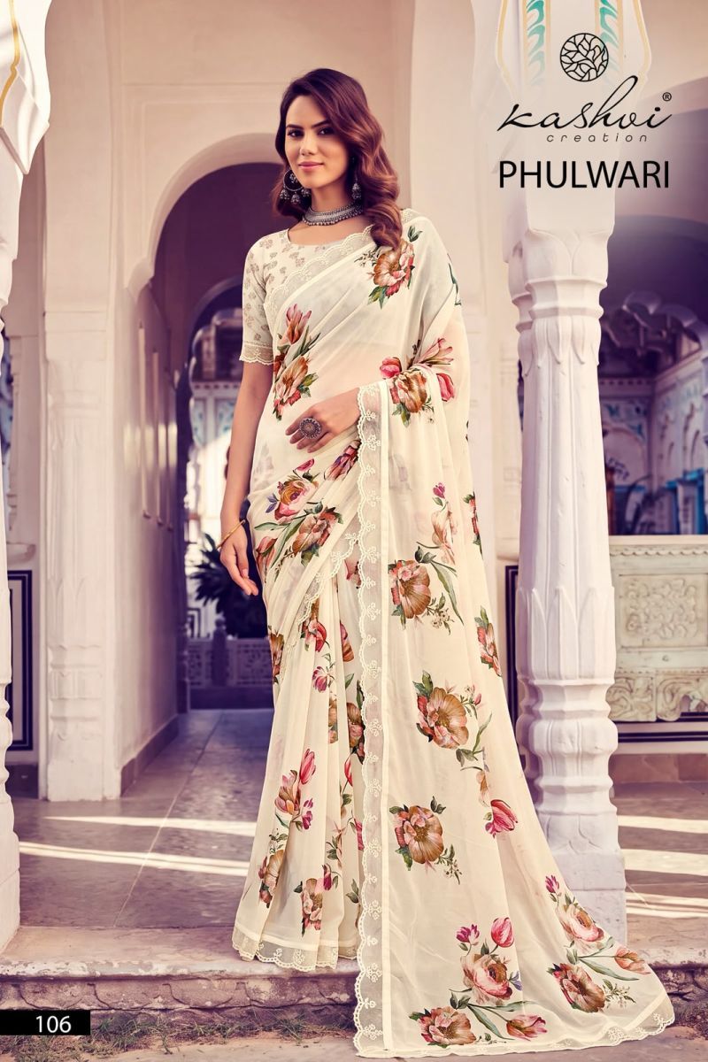 Kashvi Phulwari Vol 1 Weightless Print Embroidered Saree Collection Wholesale