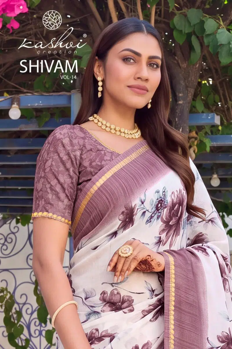 Kashvi Shivam Vol 14 Dull Moss Viscose Printed Saree Collection Wholesale