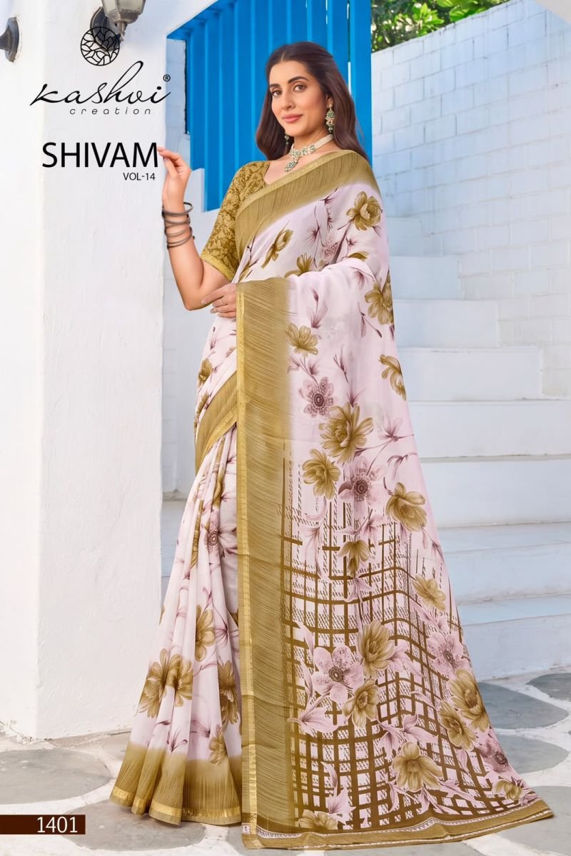 Kashvi Shivam Vol 14 Dull Moss Viscose Printed Saree Collection Wholesale