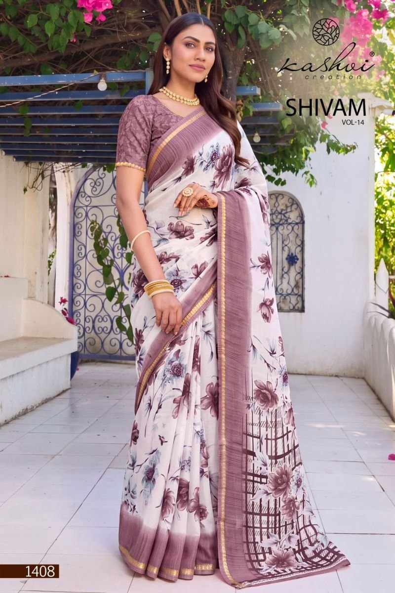 Kashvi Shivam Vol 14 Dull Moss Viscose Printed Saree Collection Wholesale