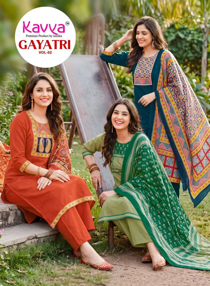 Kavya Gayatri Vol 2 Dhabu Cotton Printed Kurti With Bottom Dupatta Wholesale