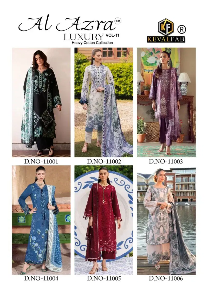 Keval Al Azra Vol 11 Lawn Cotton Karachi Dress Material Wholesale