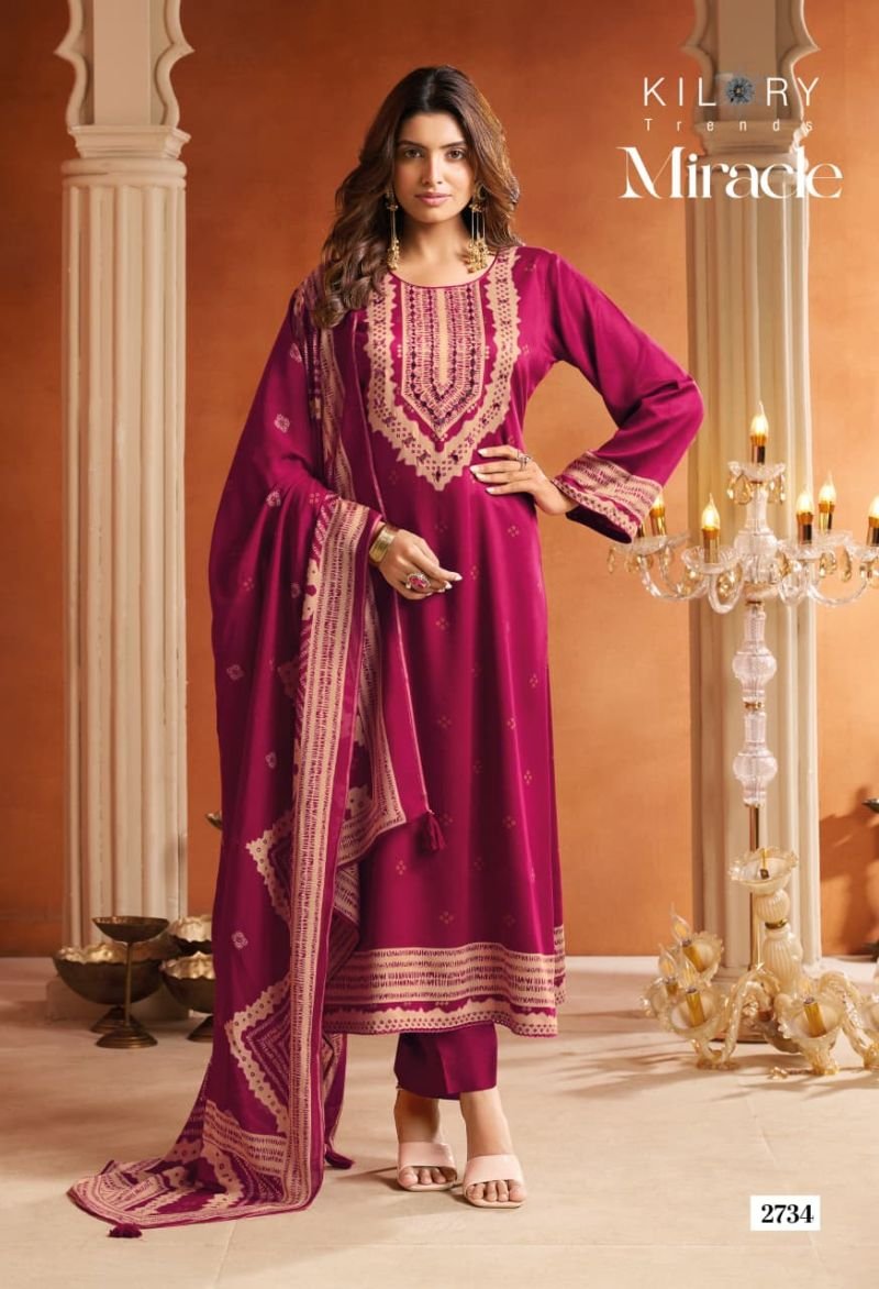 Latest Kilory Miracle Gaji Silk Digital Foil Print Mirror Handwork Salwar Kameez Collection Wholesale 2026