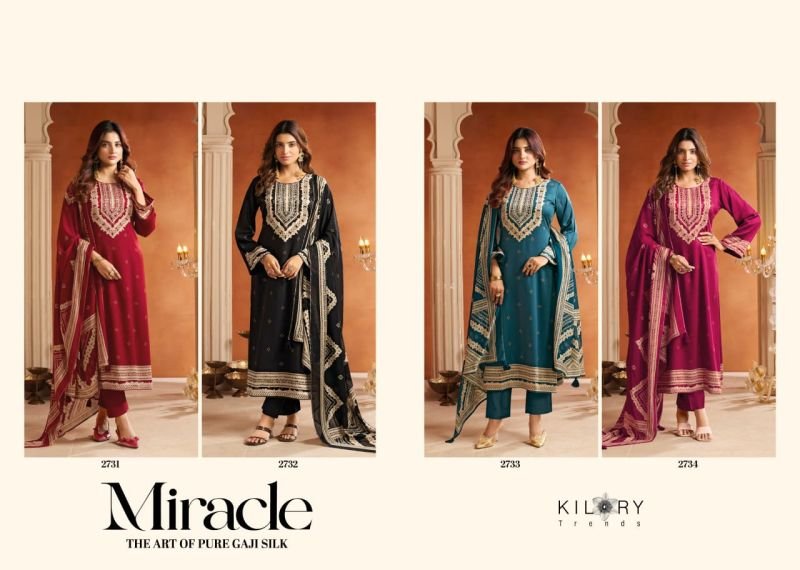 Latest Kilory Miracle Gaji Silk Digital Foil Print Mirror Handwork Salwar Kameez Collection Wholesale 2026