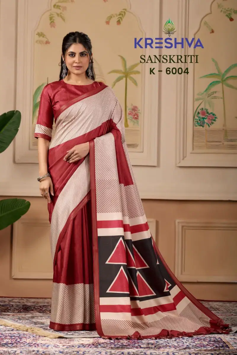Kreshva Sanskriti Pv Silk Traditional Printed Saree Collection Wholesale