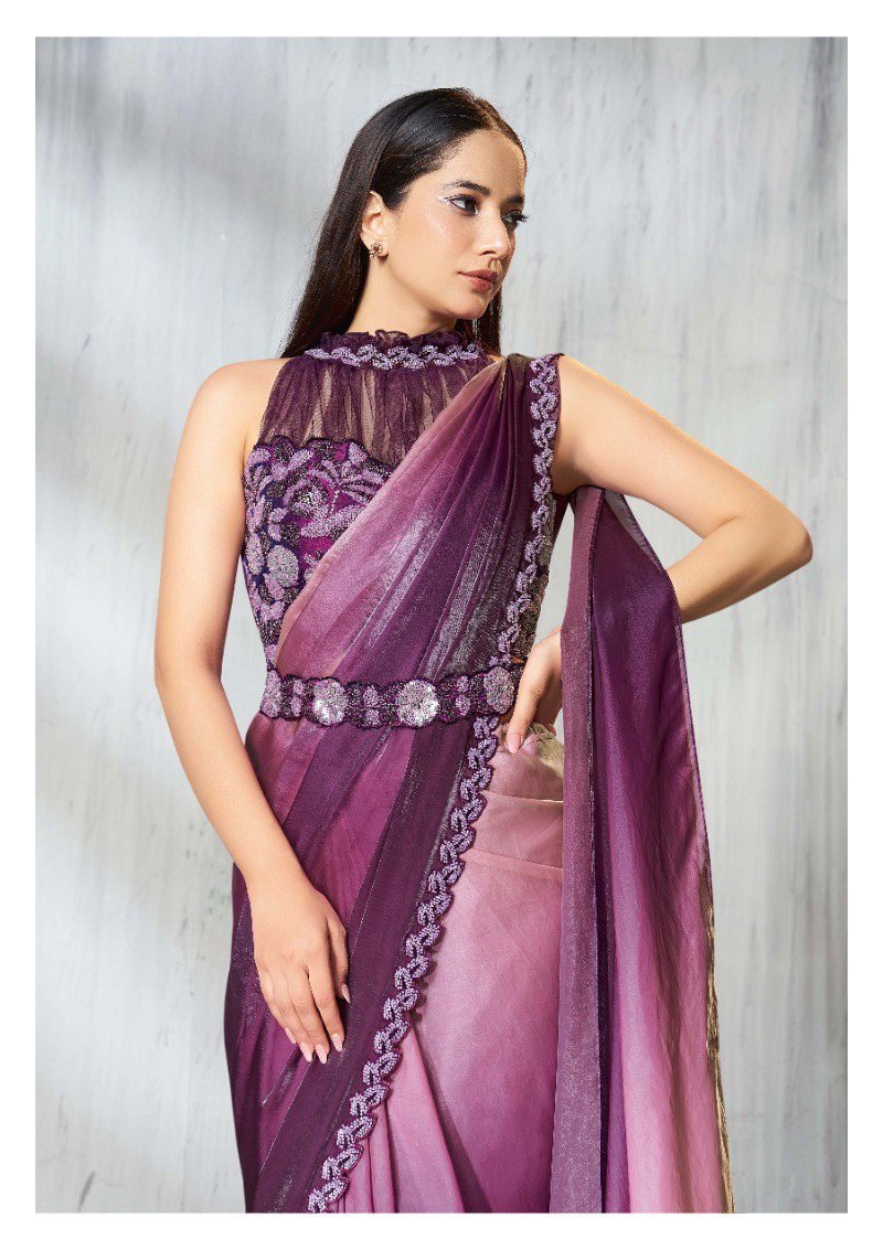 Mahotsav Mohmanthan 25600 Soiree Two Tone Satin Silk Beads Embroidered Saree Collection Wholesale