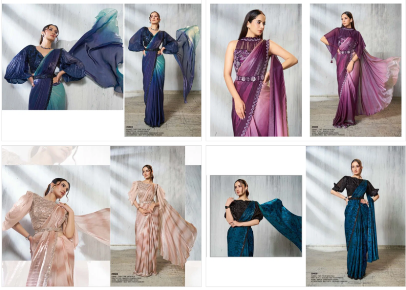 Mahotsav Mohmanthan 25600 Soiree Two Tone Satin Silk Beads Embroidered Saree Collection Wholesale