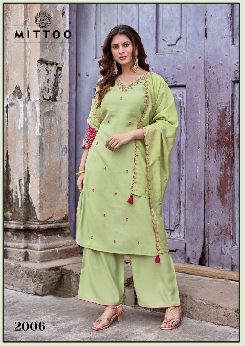 Launching Mittoo Aaika Viscose Weaving Kurti With Pant Dupatta Collection Wholesale 2026