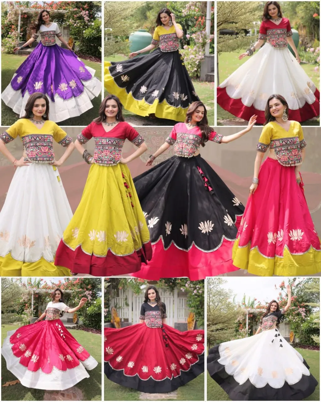 Mohini 7172 Roman With Lotus flower Gota & Mirror Lace work Navratri Lehenga Choli Wholesale Supplier
