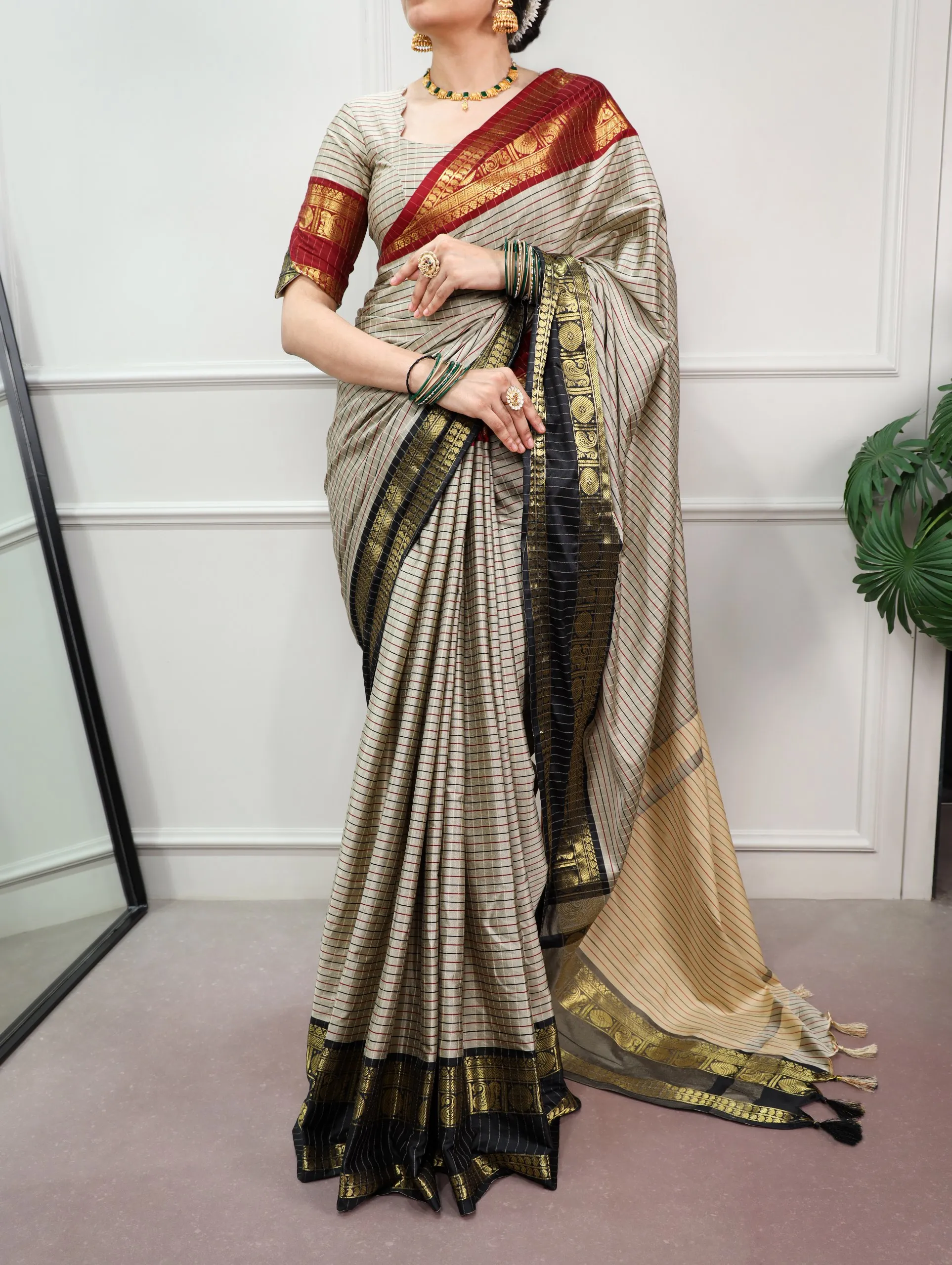 WMN 7411 Silk and Zari Border Saree Collection Wholesale