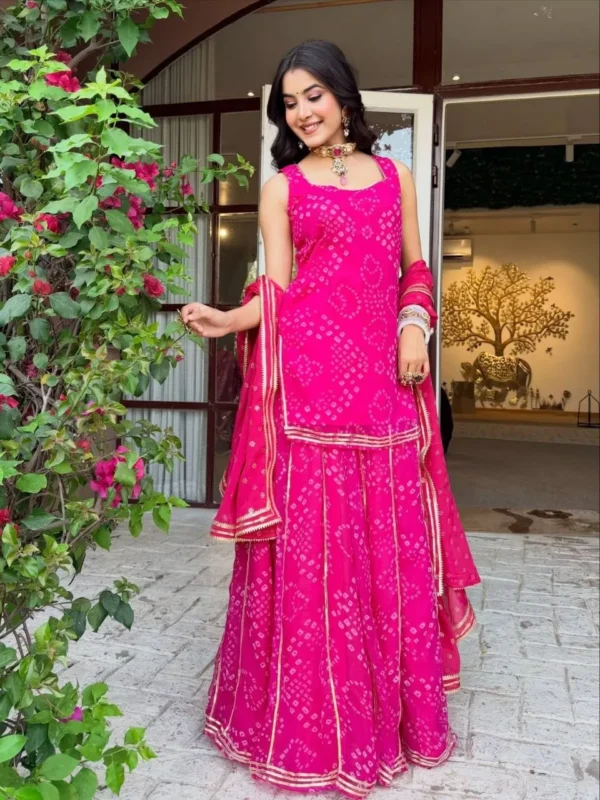 Beautiful Madhuri 271 Georgette Bandhani With Heavy Gotta Patti less Indo Western Wholesale 2026