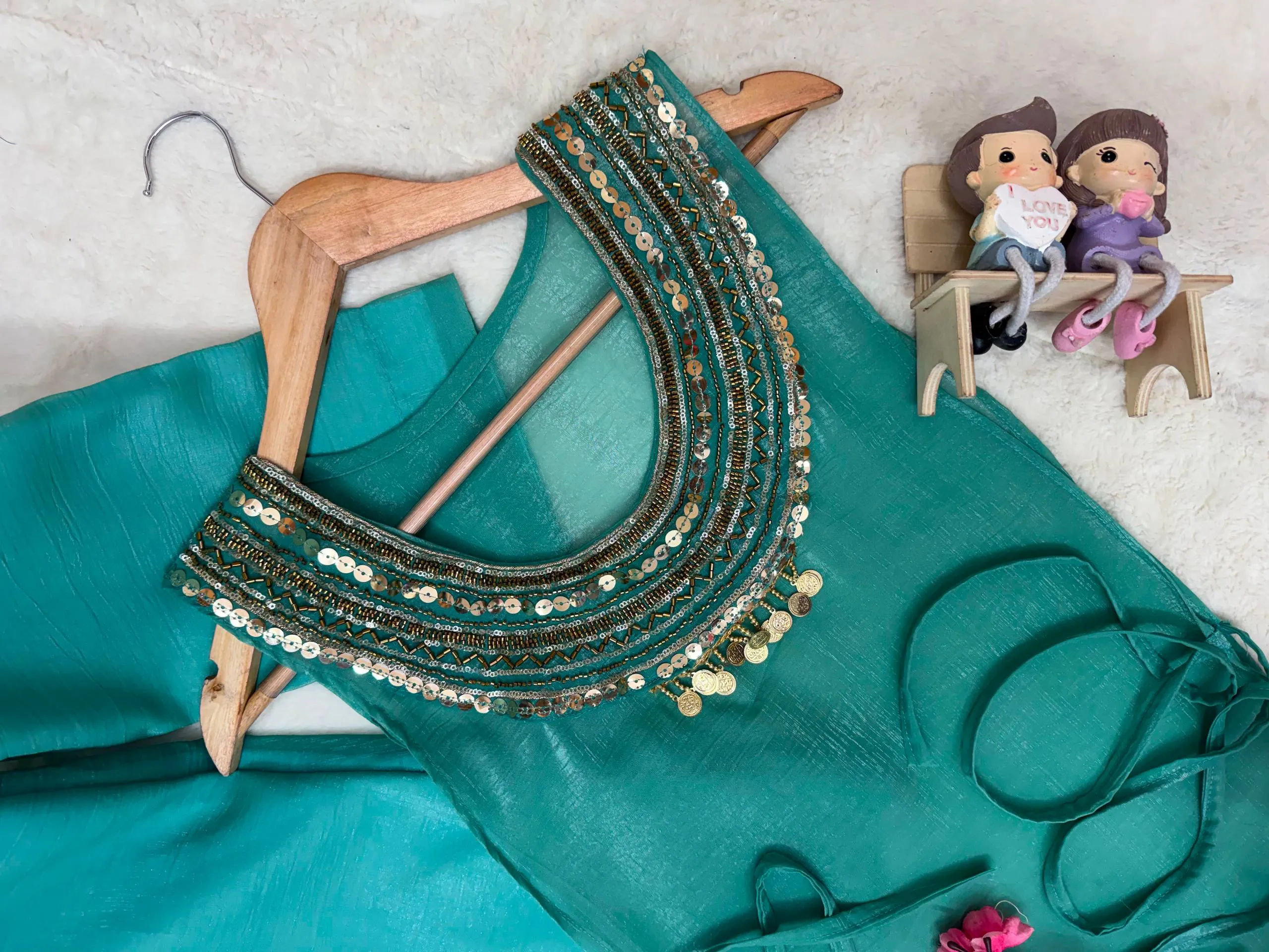 Beautiful C585 244 Gold Crush Fully Beads & Siquence Work Kurti Koti Plazzo Set Wholesale 2026