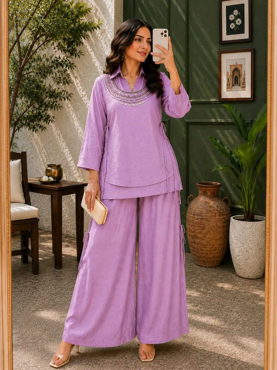 Beautiful C585 244 Gold Crush Fully Beads & Siquence Work Kurti Koti Plazzo Set Wholesale 2026