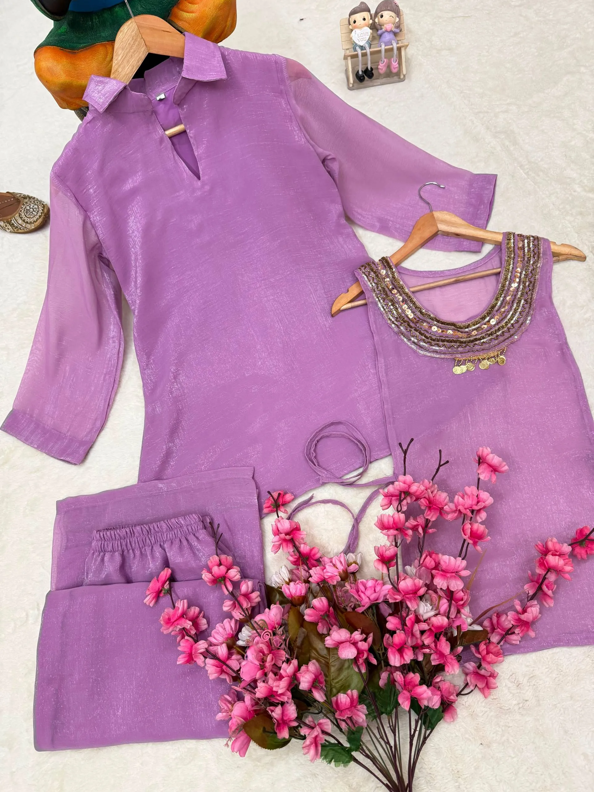 Beautiful C585 244 Gold Crush Fully Beads & Siquence Work Kurti Koti Plazzo Set Wholesale 2026