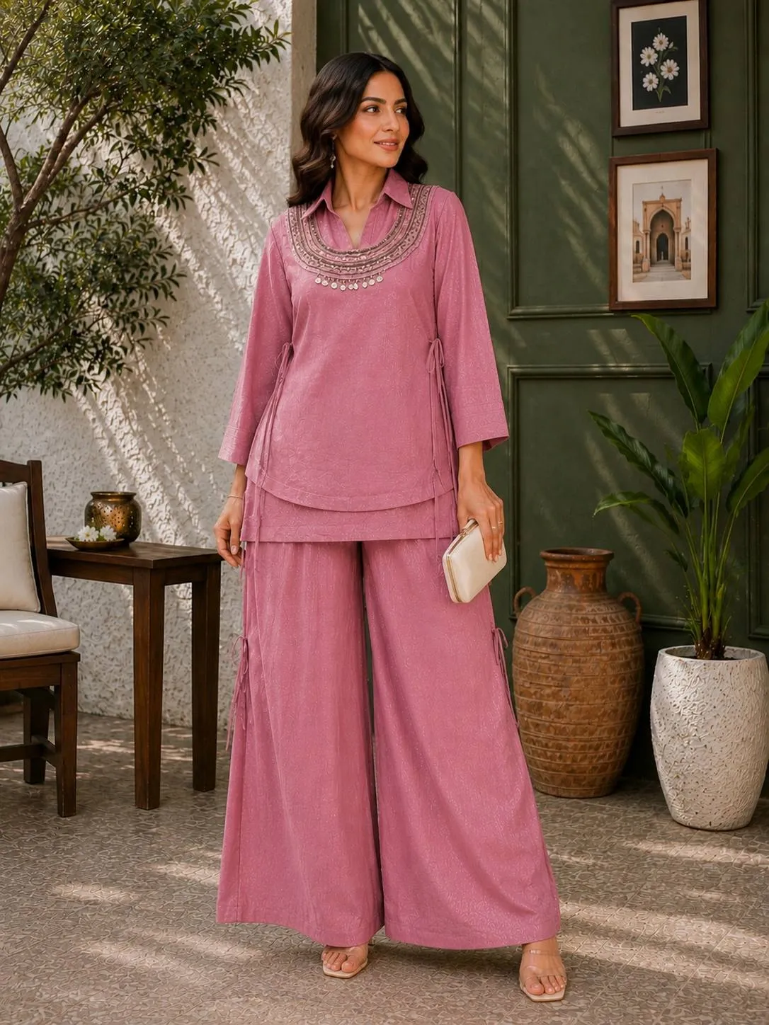 Beautiful C585 244 Gold Crush Fully Beads & Siquence Work Kurti Koti Plazzo Set Wholesale 2026
