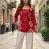 WMN 7403 Cotton Bandhani and Fancy Short Top Wholesale