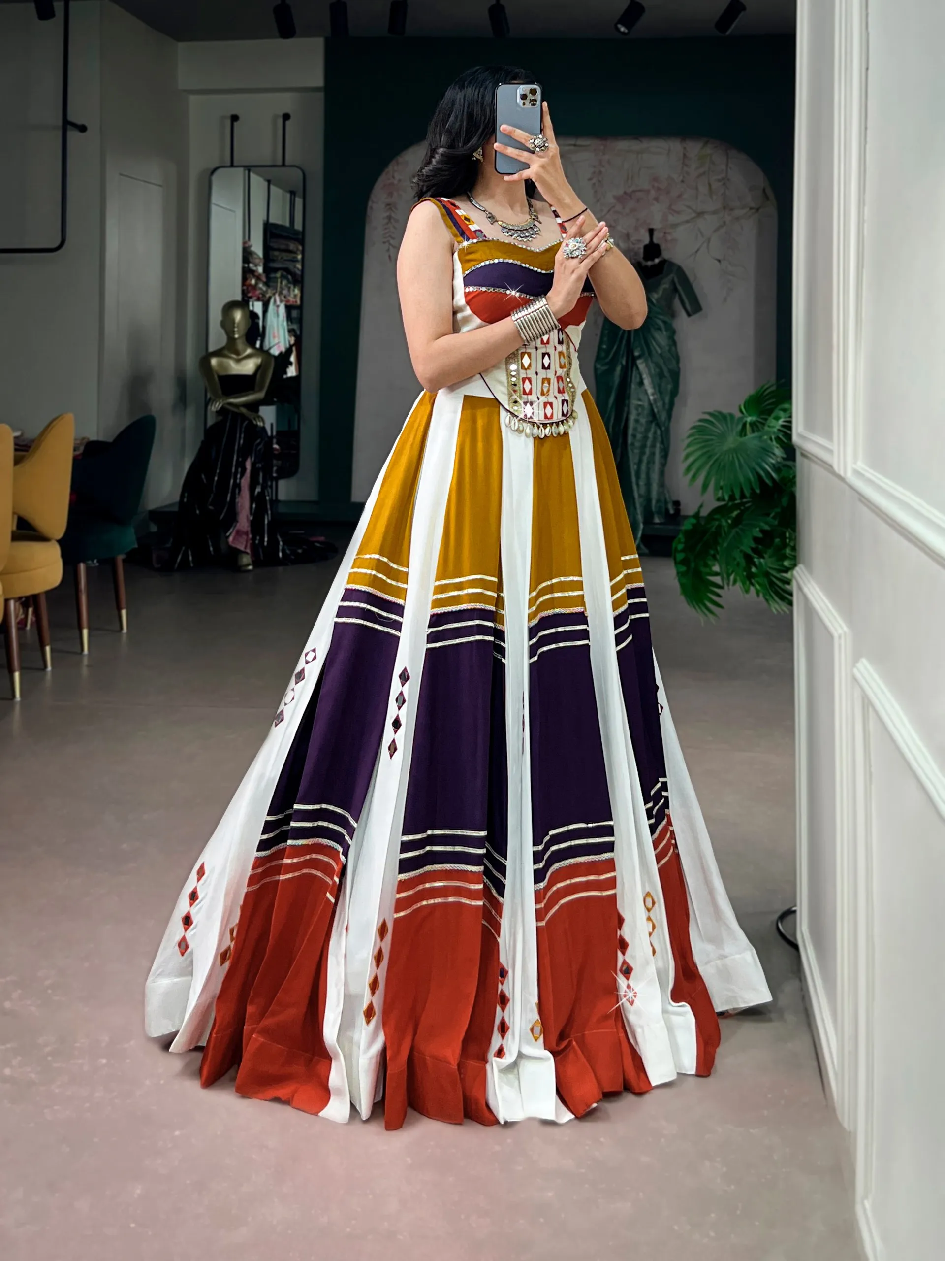 WMN 1775 Rayon Gota Patti with Mirror Work Navratri Lehenga Choli Wholesale