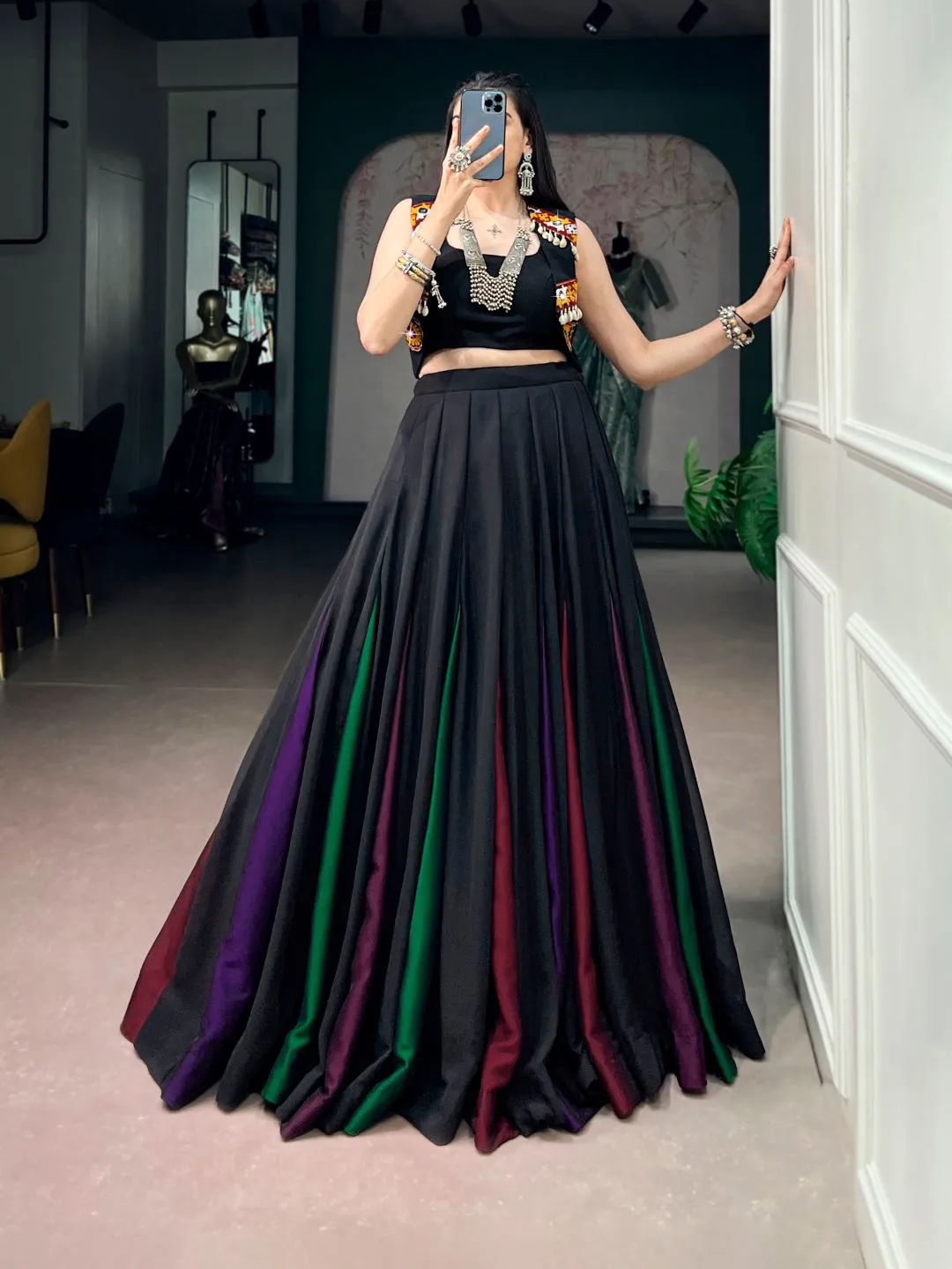 WMN 1753 Georgette Gamthi and Kodi Work Navratri Lehenga Choli Wholesale