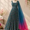 SWT 346 Pure Jimmy Organza Silk Anarkali Gown Dupatta Set Wholesale Surat