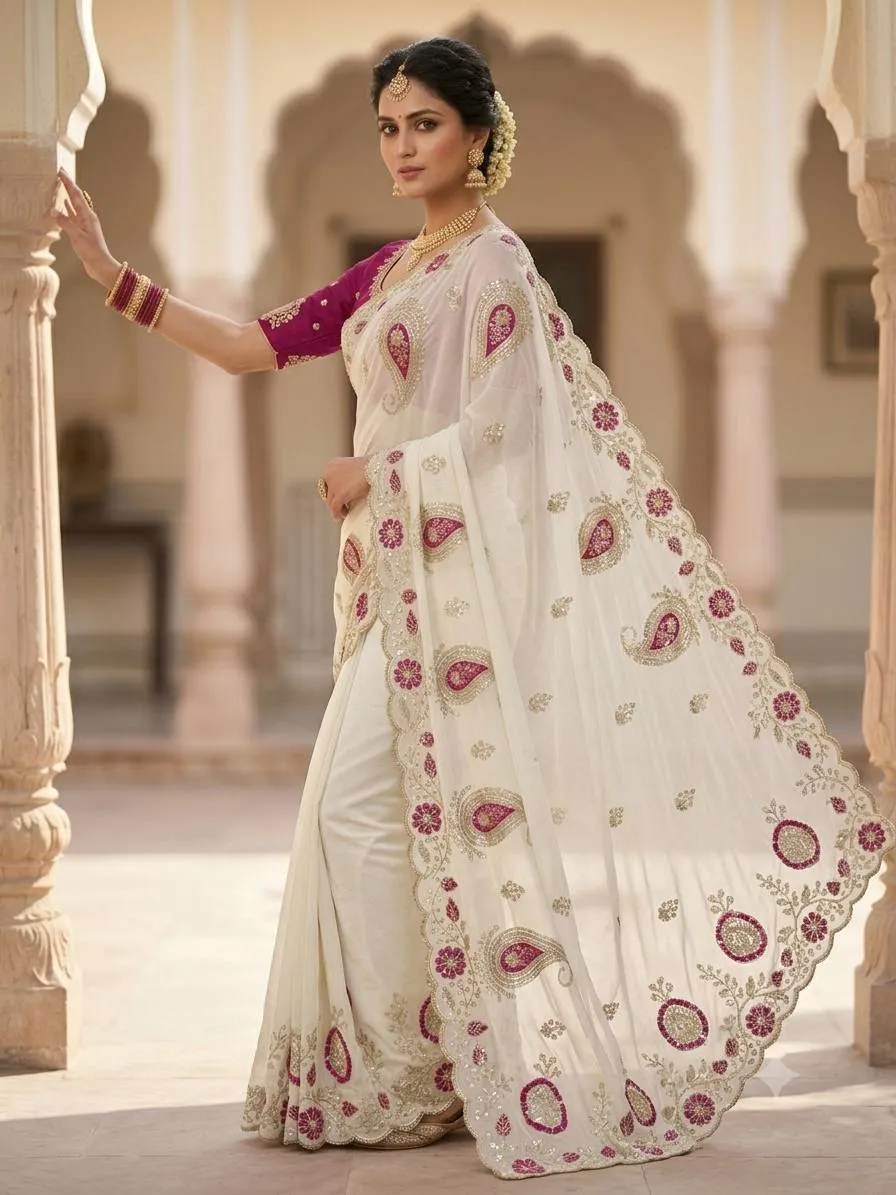 Stylish Kusum 902 Pure Georgette Embroidery Work Saree Wholesale Supplier 2026